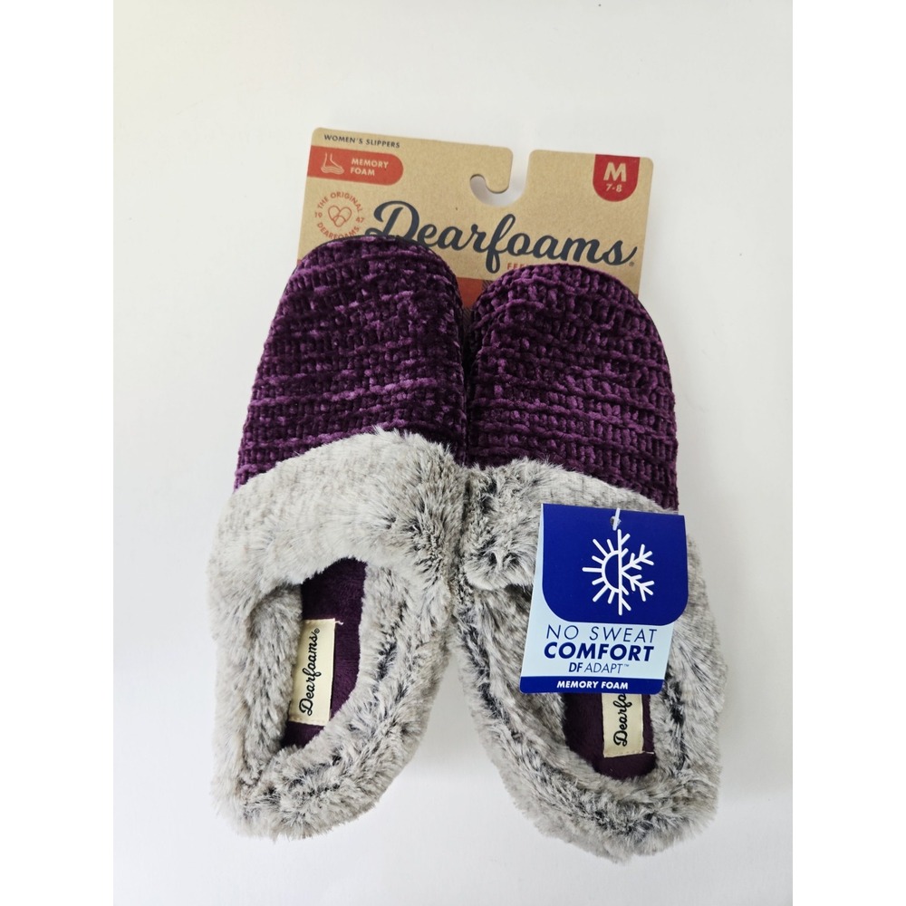Dearfoam Memory Foam Womens Slippers sz Medium 7-8 NEW purple